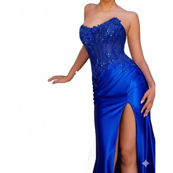 NEW LADIVINE sophisticated strapless sheath maxi dress in royal - Picture 2 of 2